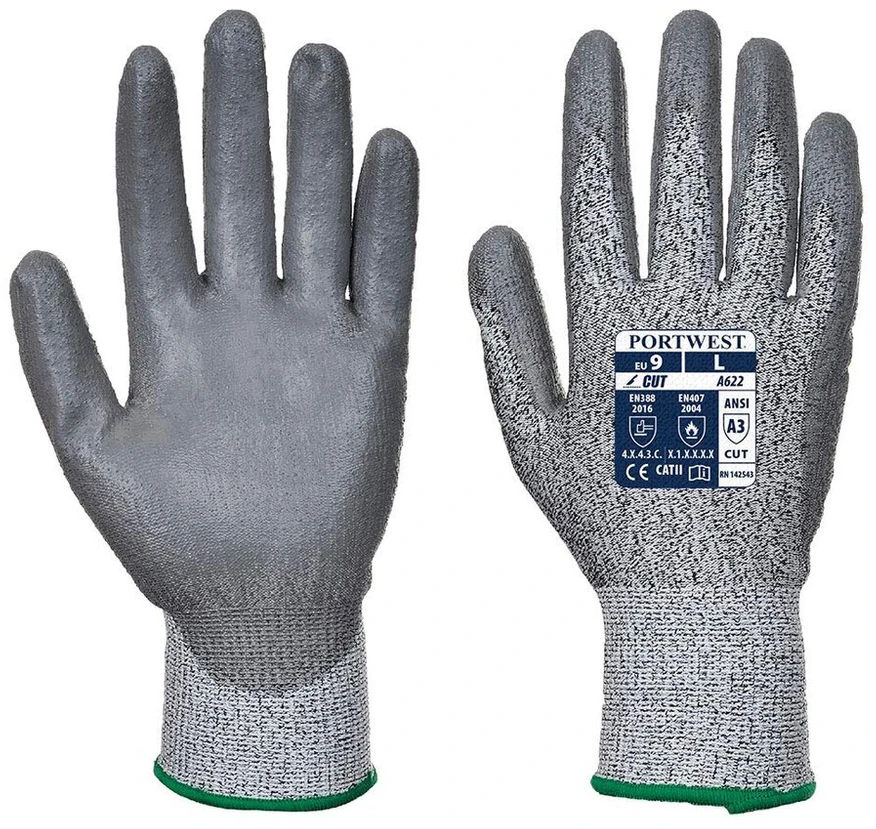 Portwest A622g7rxxl 5 lygio pjovimui atsparios Pu pirštinės, įprastos, dydis: Xx-large, pilkos