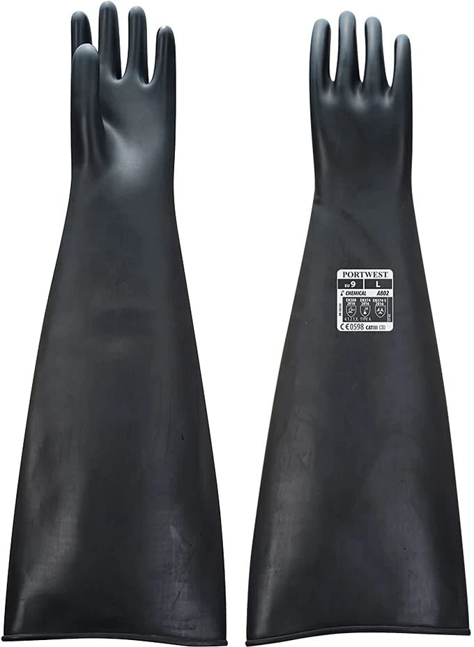Portwest A803bkrl Sunkios latekso gumos pirštinės 600mm dydis L juodos