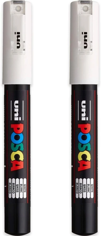 Posca Pc-1m spalvoti markeriai - 0.7mm galiukas - balti dažai - 2 vnt pakuotė