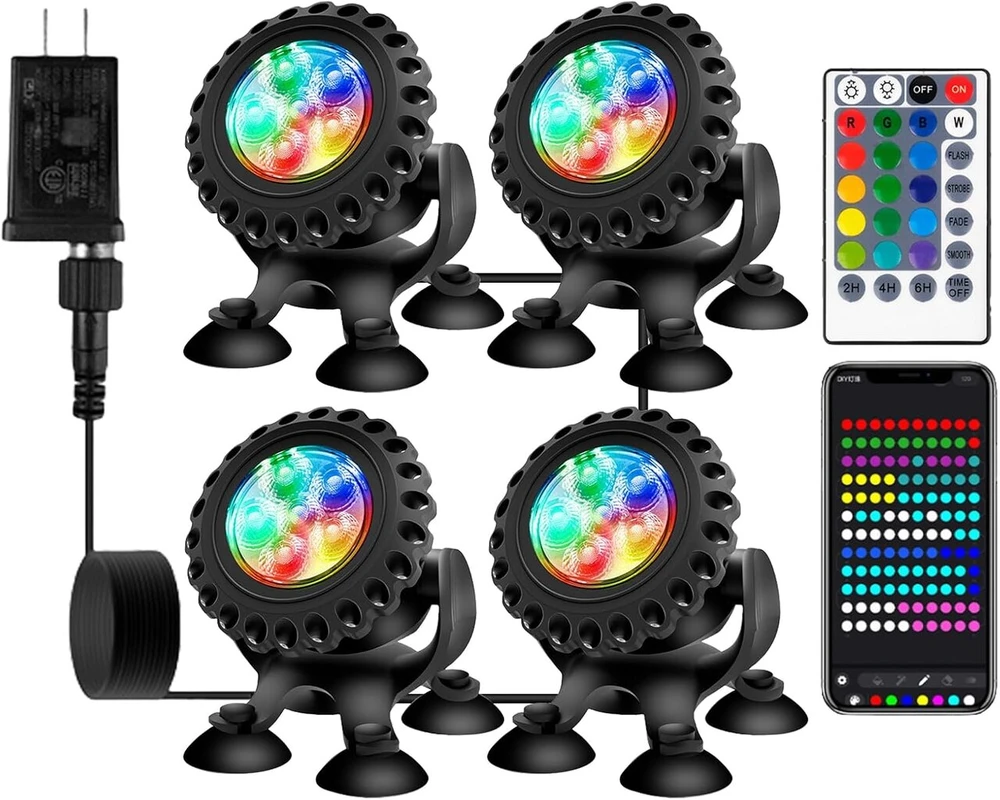 Povandeninis LED šviestuvų rinkinys Hospaop RGB IP68, 4 vnt.