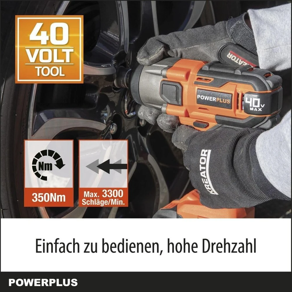 Powerplus Power plus dual power powdp20400-1/2 colio akumuliatorinis smūginis veržliaraktis, 3300 sūkių per minutę ir 350 nm, be akumuliatoriaus ir įkroviklio