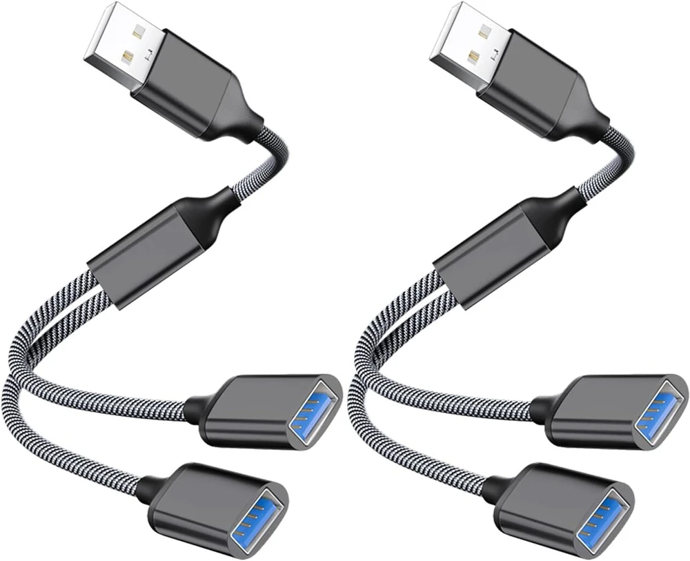 Powice 2 x Us B skirstytuvas, Us B skirstytuvas 1 į 2 Usb 2.0 kabelis, Us B skirstytuvas, Us B adapteris, Usb dvigubas kištukas, tinkamas duomenų perdavimui per Usb sąsajos plėtinį