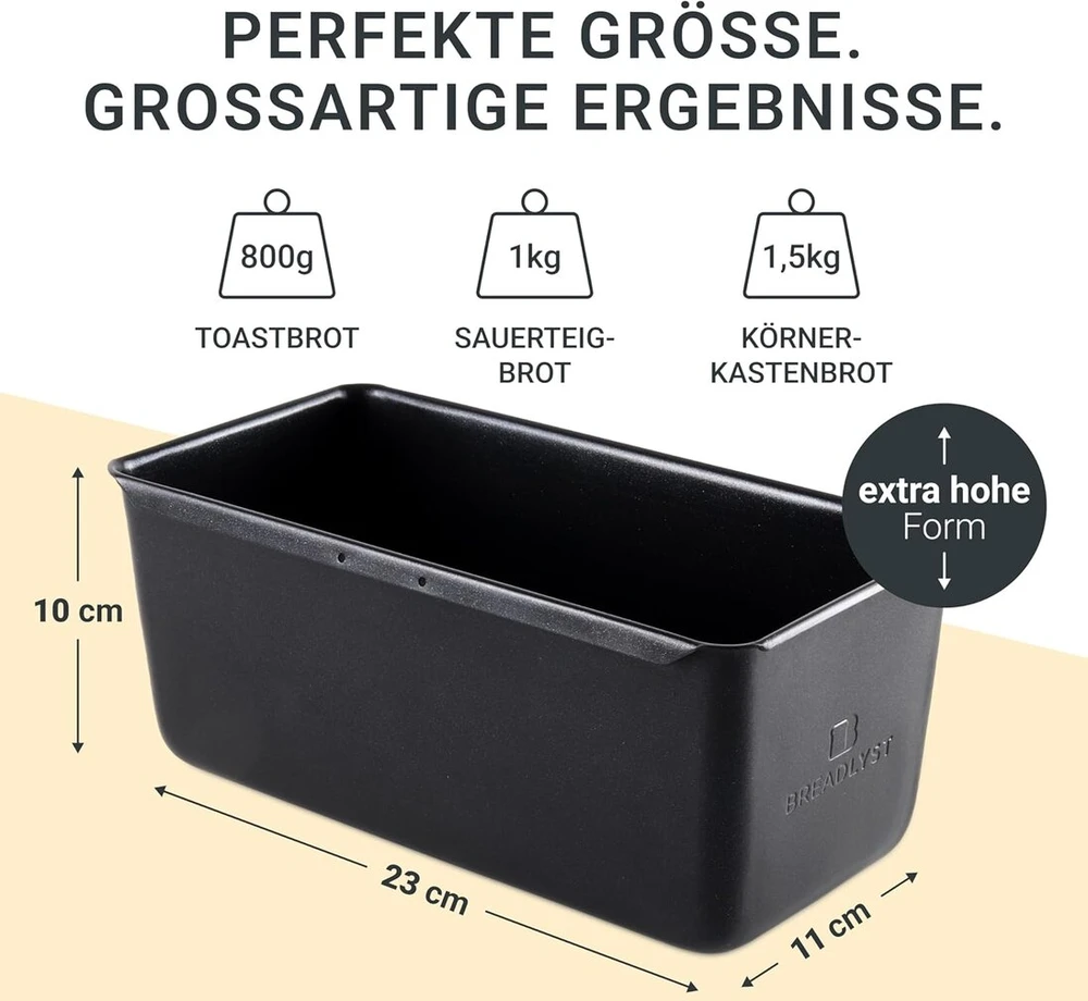 Premium skarda duonos kepimui su dangčiu, 23x11x10 cm