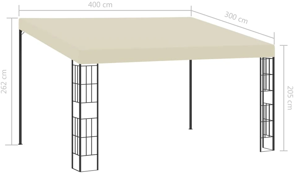 Prie sienos montuojama pavėsinė, kreminė, 3x4m, audinys