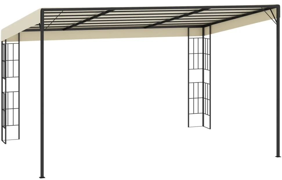 Prie sienos montuojama pavėsinė, kreminė, 3x4m, audinys