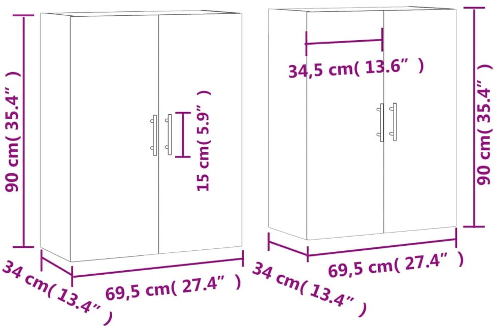 Prie sienos montuojamos spintelės, 2vnt., betono, 69,5x34x90cm