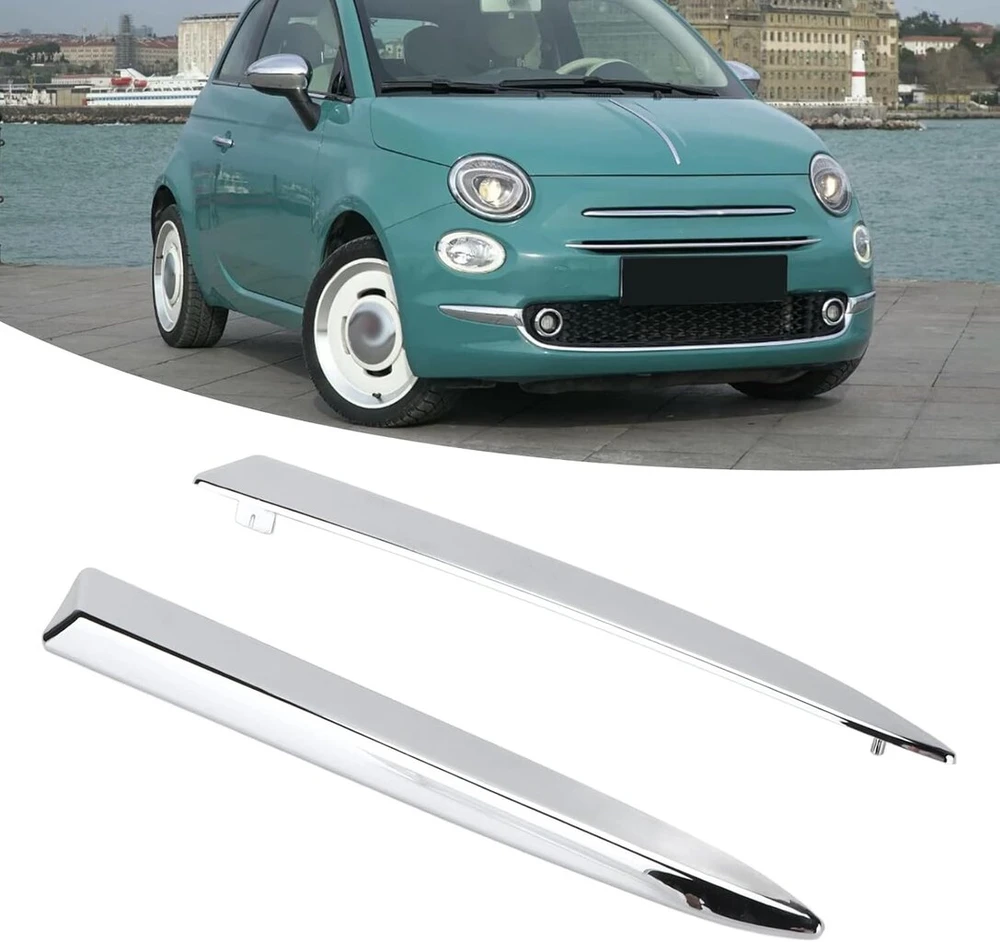 Priekinio buferio viršutinė chromo apdaila 735455041, skirtas pakeisti Fiat 500 2007-2015