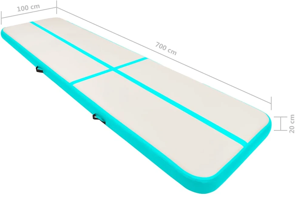 Pripučiamas gimnastikos kilimėlis, žalias, 700x100x20cm, PVC