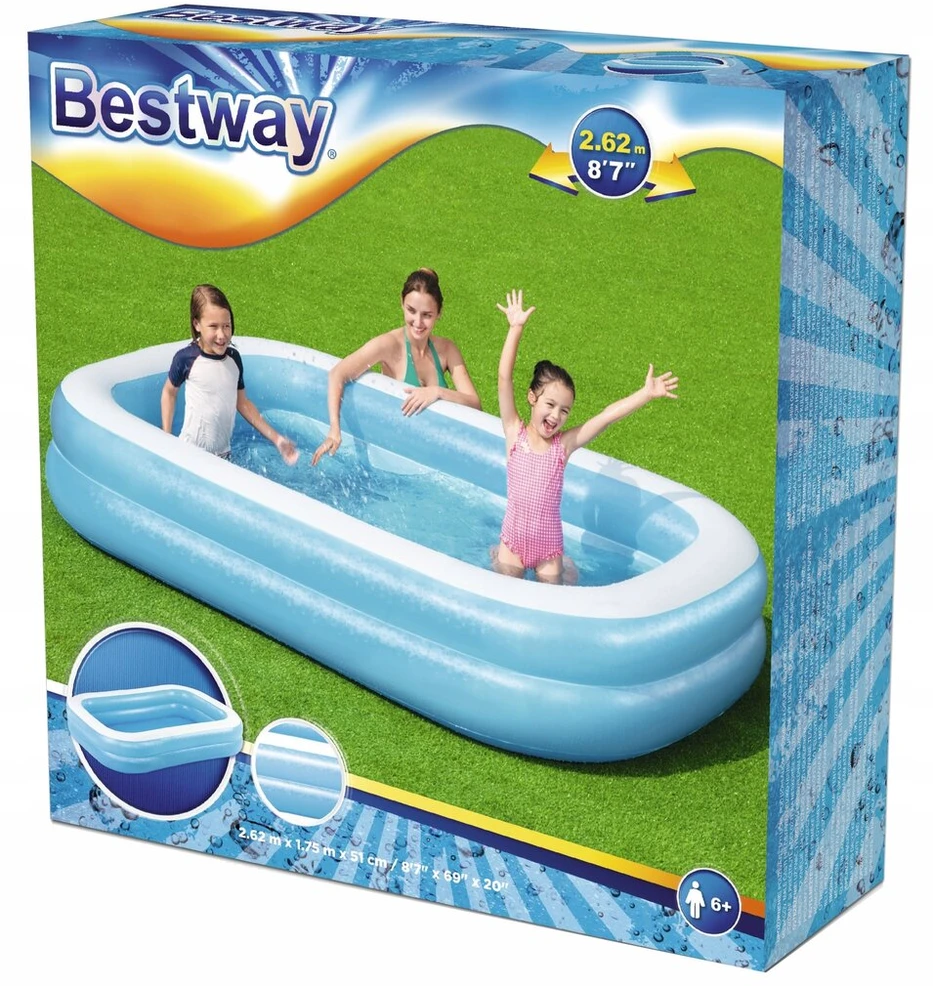 PRIPUČIAMAS SODO BASEINAS DIDELIS BESTWAY 262x175x51 VAIKAMS ŠEIMAI 775 L