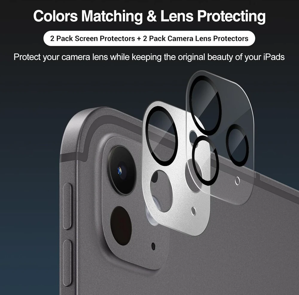 Procase 2 vnt. ekrano apsaugų, skirtų Ipad Pro 13 colių (m4) 2024, įskaitant 2 kameros objektyvo ekrano apsaugas, 9h kietumo Hd grūdinto stiklo apsauga, skirta Ipad Pro 13 colių 7 Gen 2024, skaidri + sidabrinė