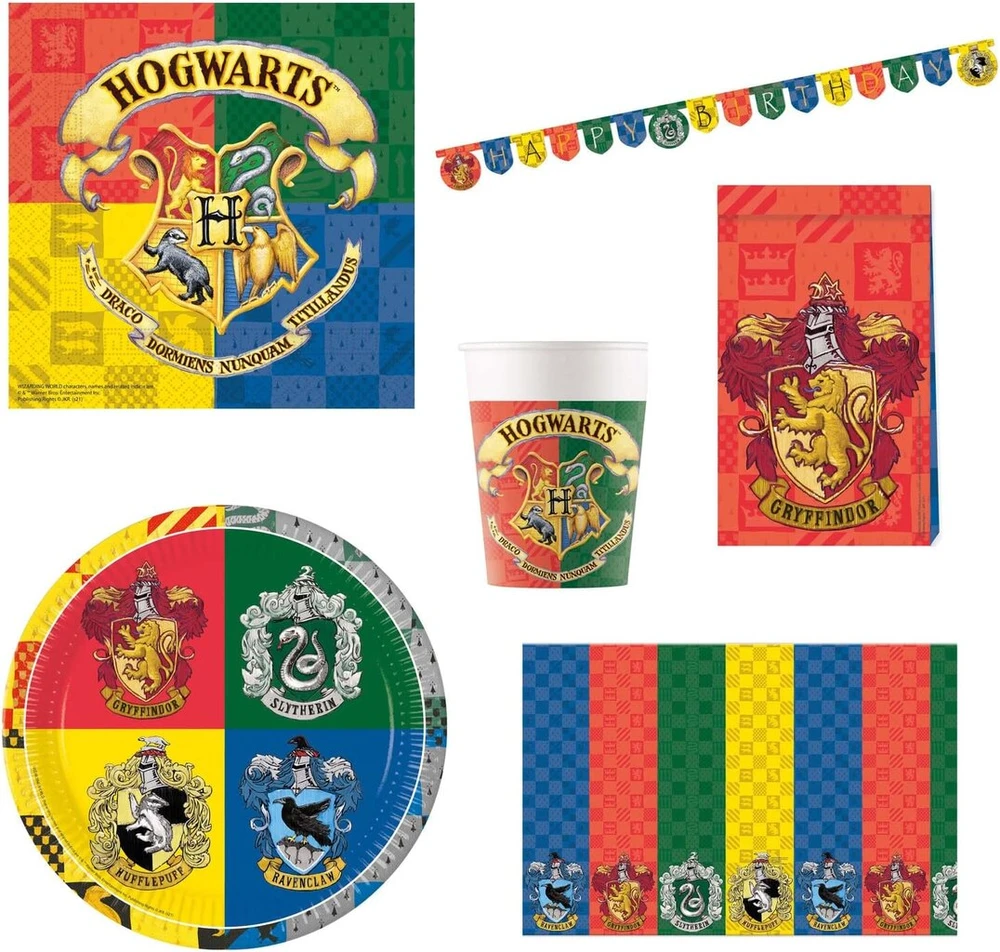 Procos Dy10273865 Harry Potter vakarėlio rinkinys, didelis, lėkštės, puodeliai, servetėlės, staltiesė, maišeliai, reklaminis skydelis, stalo dekoracija, gimtadienio dekoracija, m