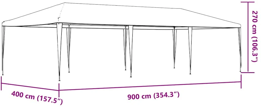 Profesionali proginė palapinė, žalios spalvos, 4x9m, 90g/m²
