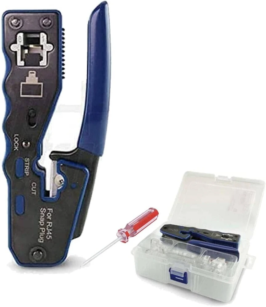 Profesionalus plieno gofravimo įrankis ethernet rj45 su tęstinumo technologija, tinkamas cat.5e, cat.6 ir cat.7 jungtims