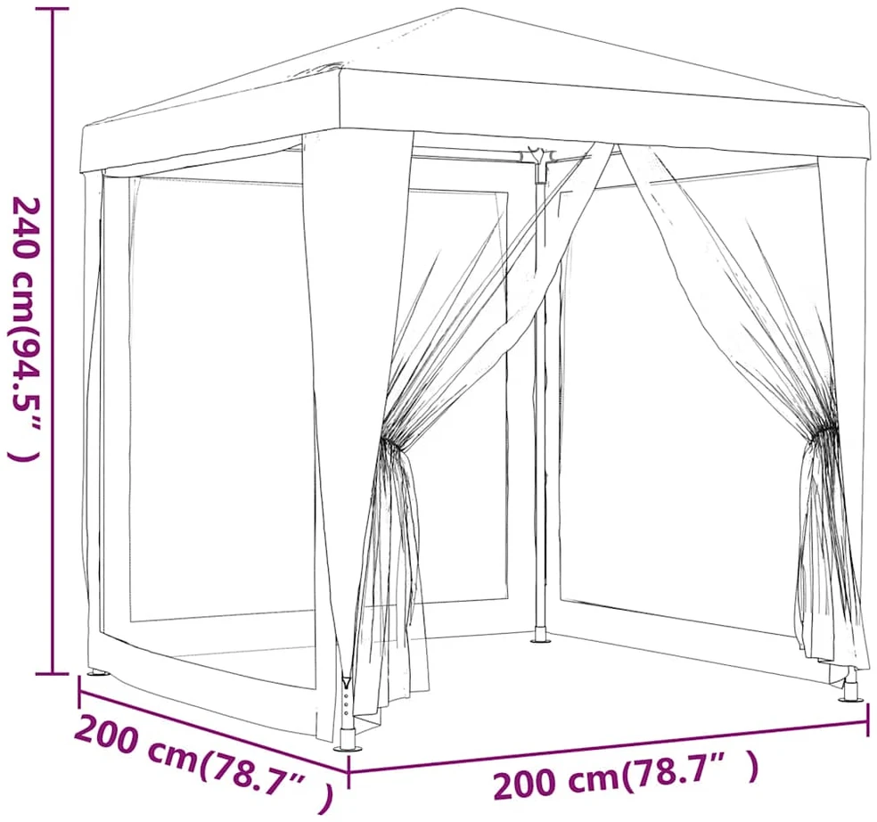 Proginė palapinė su 4 tinklinėmis sienomis, mėlyna, 2x2m, HDPE