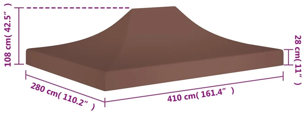 Proginės palapinės stogas, rudos spalvos, 4x3m, 270 g/m²