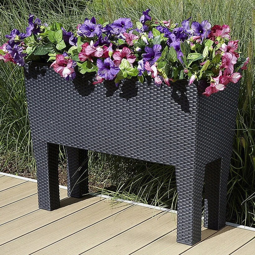 Prosperplast Gėlynas Rato Case High 80cm antracito spalvos su kojelėmis