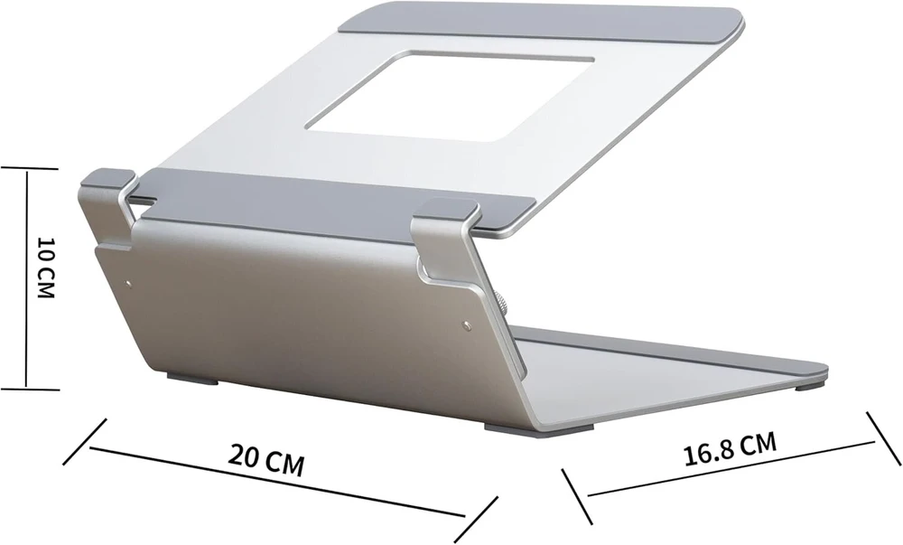 Psitek ergonomiškas nešiojamojo kompiuterio stovas - 3 mm 6061 aliuminis, nešiojamojo kompiuterio pakėlimo stovas, aušinimo dizainas, skirtas nešiojamiesiems kompiuteriams iki 17 colių, stabilus ir saugus, patentuotas vietą taupantis sprendimas