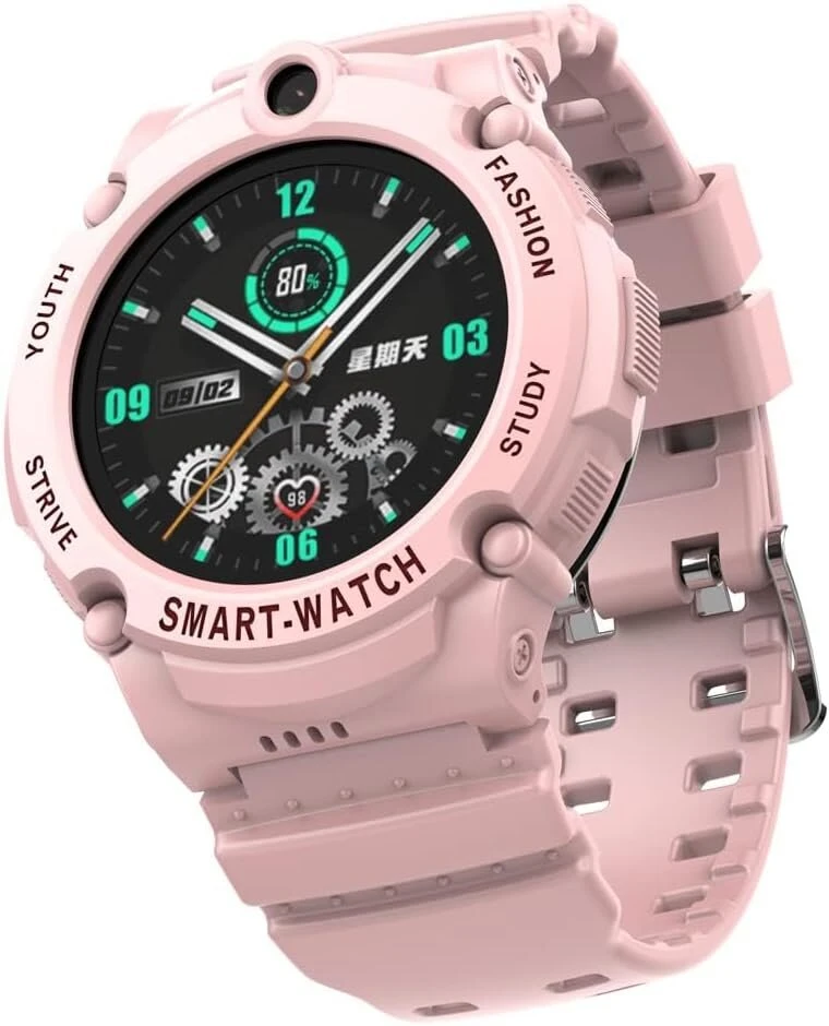 Pthtechus 4g Gps Wifi vaikiškas išmanusis laikrodis-telefonas, apvalus Hd jutiklinis mobiliojo telefono laikrodis vaikams su apsaugos nuo pametimo Gps Wifi Lbs sekikliu, Mp3, vaizdo skambučiais, Sos, balso pokalbiais, Mp3, žingsniamačiu (rožinis)