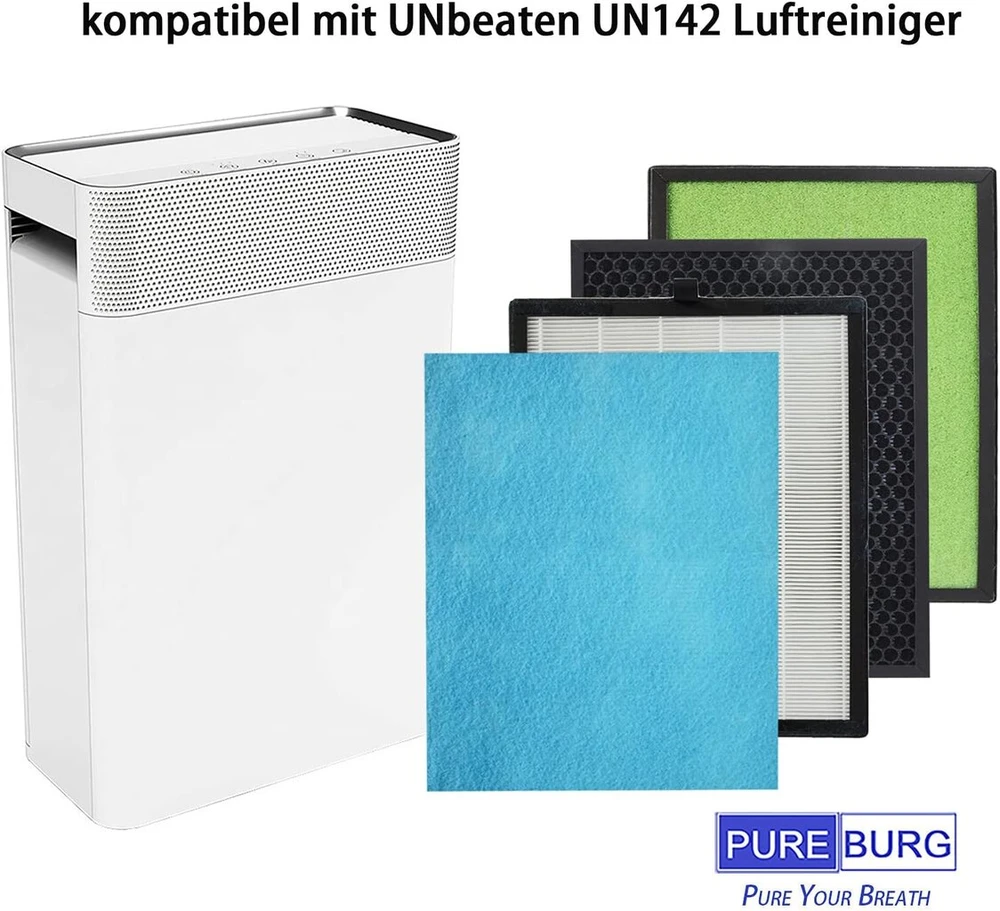 Pureburg pakaitinis filtras, suderinamas su Unbeaten Pets 300, Kj210f-142, Kj203f-142, 142c, 142w, 142 oro valytuvu, H13, 2 vnt.