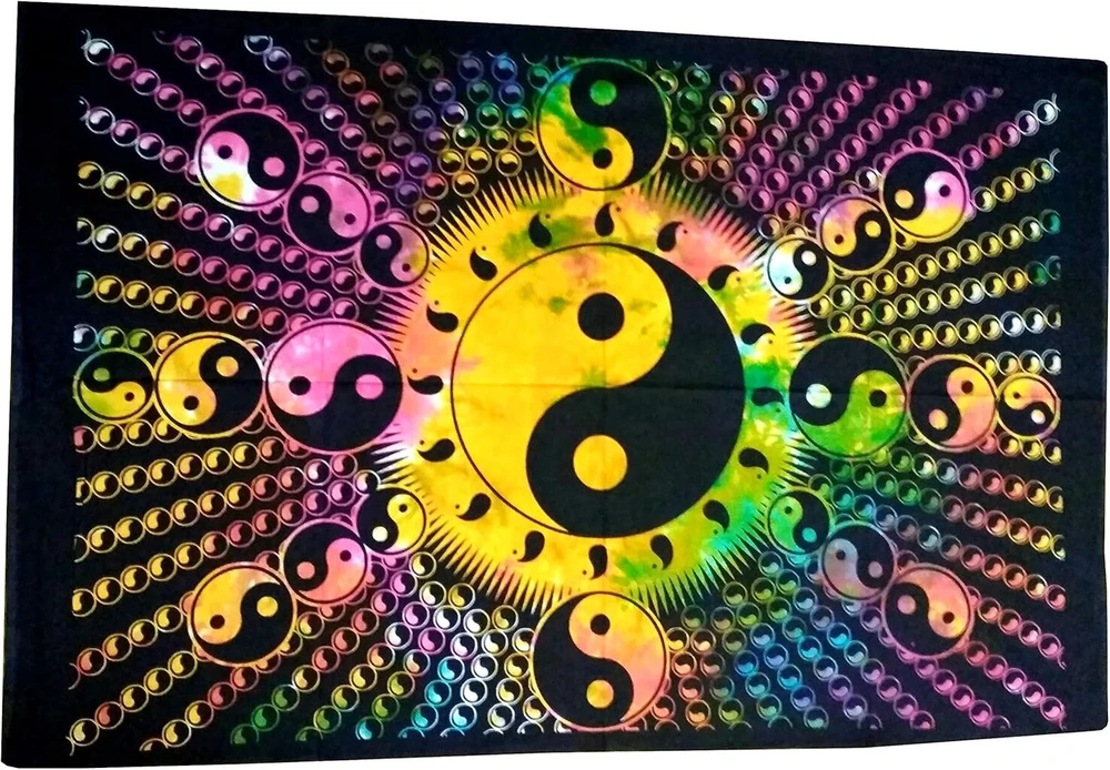 Purpledip 20030 Yin Yang universali harmonija, medvilninis sieninis plakatas-gobelenas