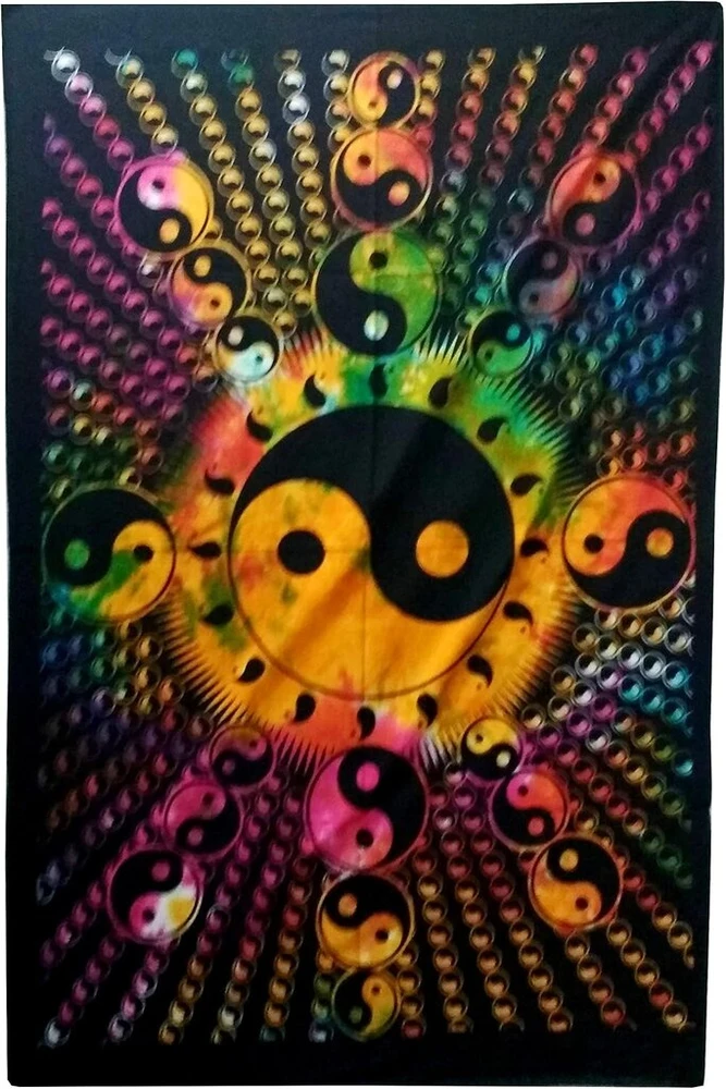 Purpledip 20030 Yin Yang universali harmonija, medvilninis sieninis plakatas-gobelenas