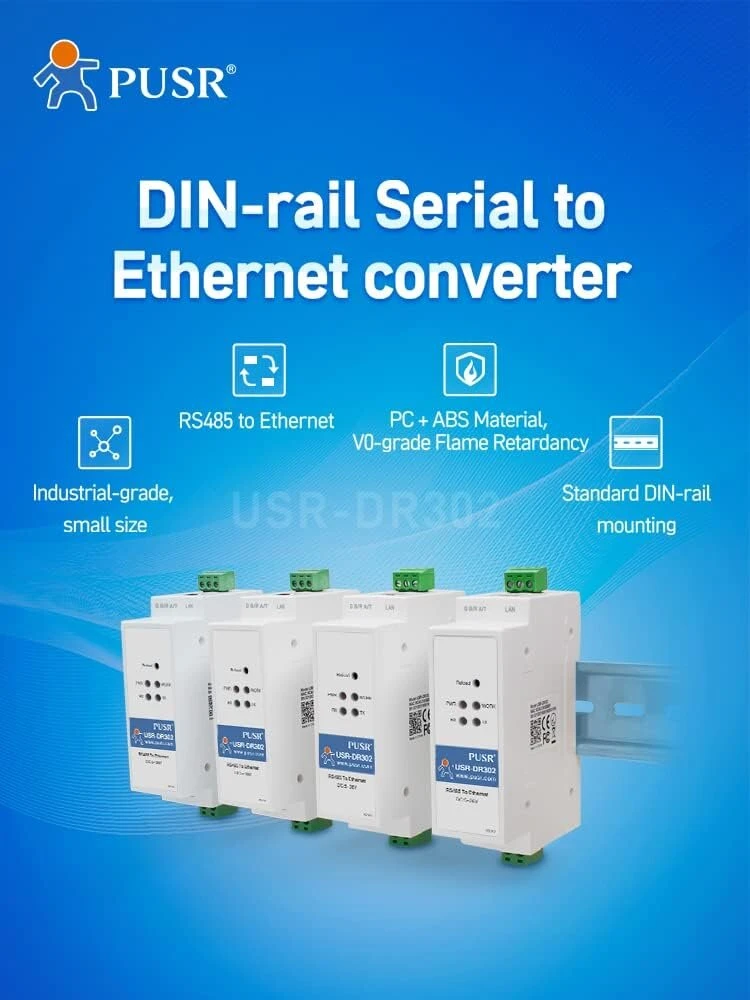 Pusr Dr302 Din bėgio vartai su Modbus Rtu į Tcp Rs485 į Ethernet keitiklis