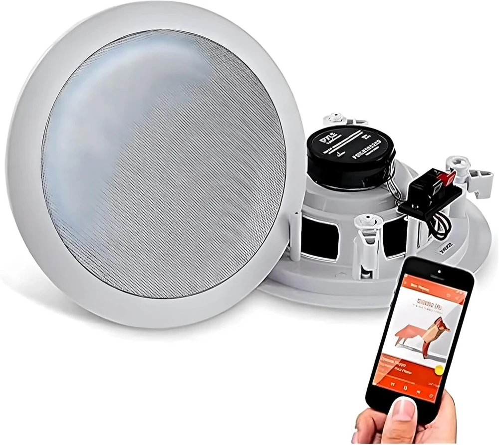 Kompiuterio kolonėlės Pyle pora 6.5" bluetooth įleidžiamų į sieną/lubas 2 krypčių universali namų garso kolonėlių sistema spyruokliniai greiti sujungimai polipropileno kūgio polimero aukštų dažnių garsiakalbis stereo garsas 200 vatų (pdicbt652rd)