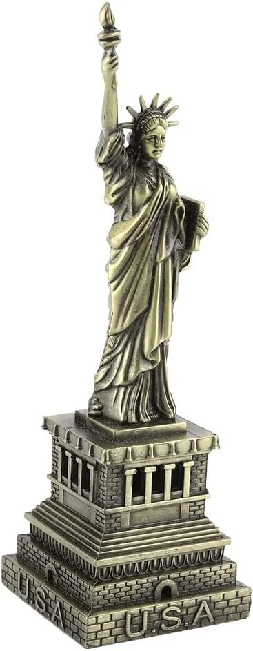 Qanyegn suvenyrinė Laisvės statulos statulėlė, Niujorko Laisvės statula, nemokamas metalinis architektūrinis modelis, figūrėlės modelio dekoracija architektūros mylėtojams ir kelionių entuziastams