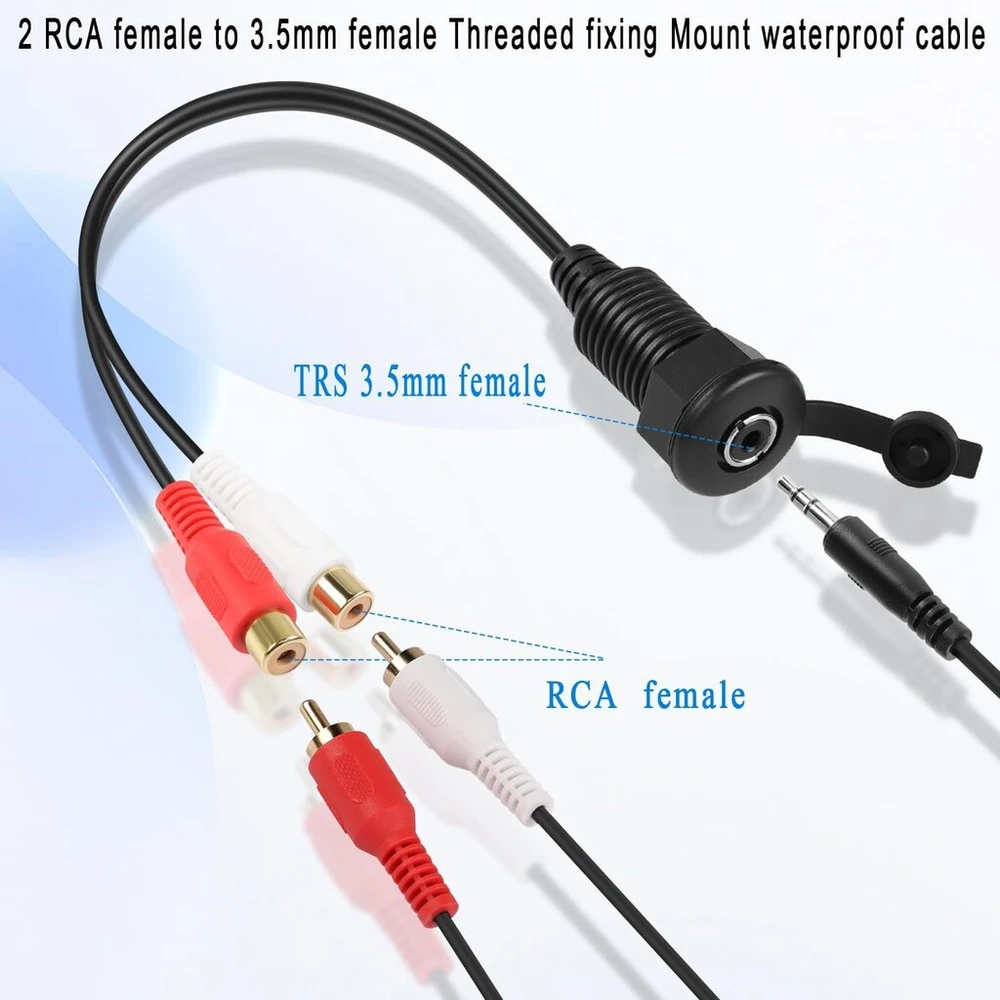 Qianrenon Rca į 3.5 mm Stereo Vandeniui Atsparus Kabelis Adapteris