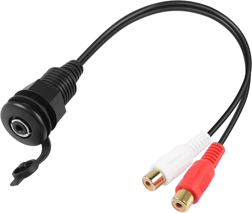 Qianrenon Rca į 3.5 mm Stereo Vandeniui Atsparus Kabelis Adapteris