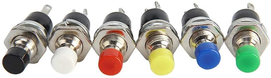 Qitindasen Premium 7 mm mini momentinis mygtukinis jungiklis, normaliai atidarytas, 2 kontaktų Spst mygtukinis jungiklis, fiksuojamas mygtukinis jungiklis 1a 250v Ac (6 spalvos)