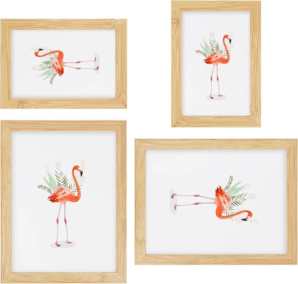 Lova Qmling 4 nuotraukų rėmelių rinkinys 10 x 15 cm 15 x 20 cm, mediniai nuotraukų rėmeliai su akriliniu stiklu ir galine panele, maži nuotraukų rėmeliai kabinimui ir statymui, nuotraukų rėmelis svetainei, miegamajam