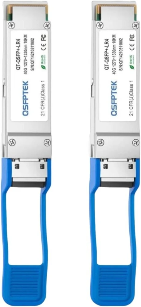 Qsfptek 2 vnt. 40g qsfp+ modulis lc single-mode transceiver 40gbase-lr4 skirtas cisco qsfp-40g-lr4 (1310nm, 10km, su ddm)