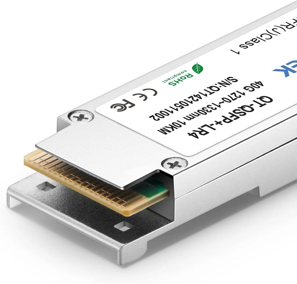 Qsfptek 2 vnt. 40g qsfp+ modulis lc single-mode transceiver 40gbase-lr4 skirtas cisco qsfp-40g-lr4 (1310nm, 10km, su ddm)