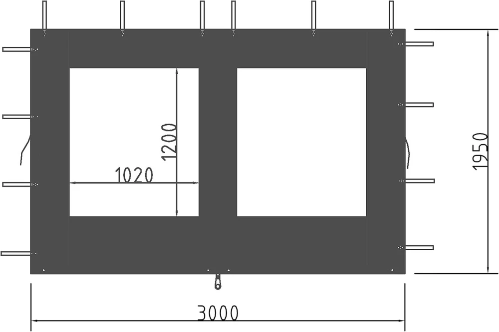 Quick star 2 šoninės sienelės iš polietileno su langu 300 x 195 cm pavėsinei 3 x 3 m, šoninė sienelė, antracito spalvos ral 7012