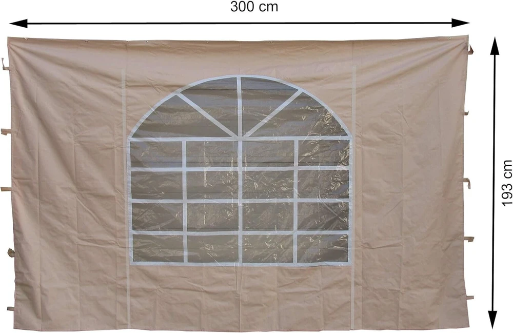 Quick Star 2 šoninės sienelės su pvc langu 300 x 193 cm / 400 x 193 cm, skirtos pavėsinei Sahara 3 x 4 m, smėlio spalvos