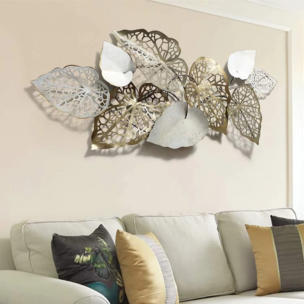 Plakatas Quinitiles metalinė sienos dekoracija, moderni, kūrybiška, rankų darbo, aukso spalvos akcentai miegamajam, svetainei, 142 x 61 cm
