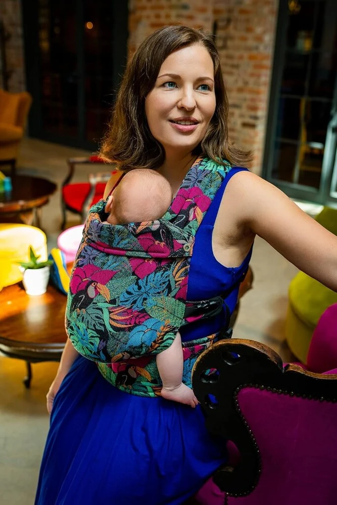Qusy ergonomiškas nešyklė kūdikiui - Tuk Tuk Paradise - reguliuojama medvilninė nešyklė kūdikiui - komfortas kūdikiams 3.5-20kg - puikiai tinka ir unikalus dizainas