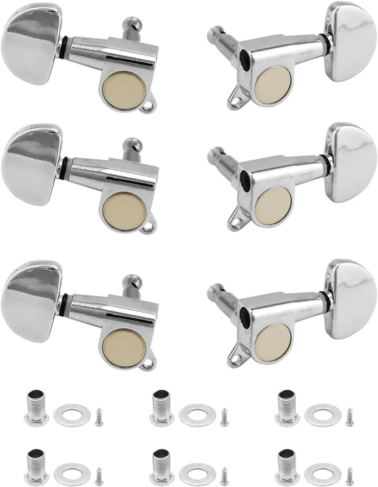 Qwork 6 vnt. gitaros derinimo kaištelių rinkinys (3r 3l) elektrinėms arba akustinėms gitaroms, galvanizuotas sidabras