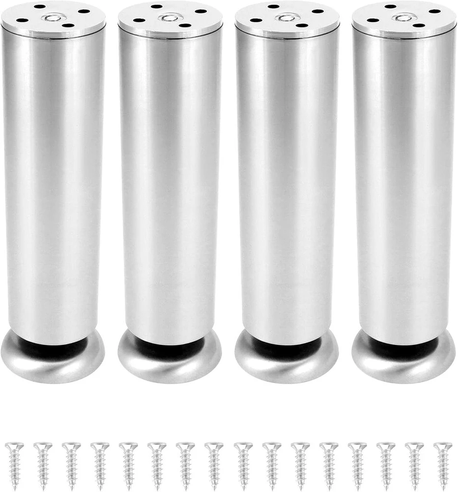 Fotelis Qwork reguliuojamos baldų kojelės, 4 vnt. – 20 cm – 10 mm reguliuojamos – nerūdijantis plienas – apkrova 200 kg – sofai, kušetei, lovai, stalui, spintelei