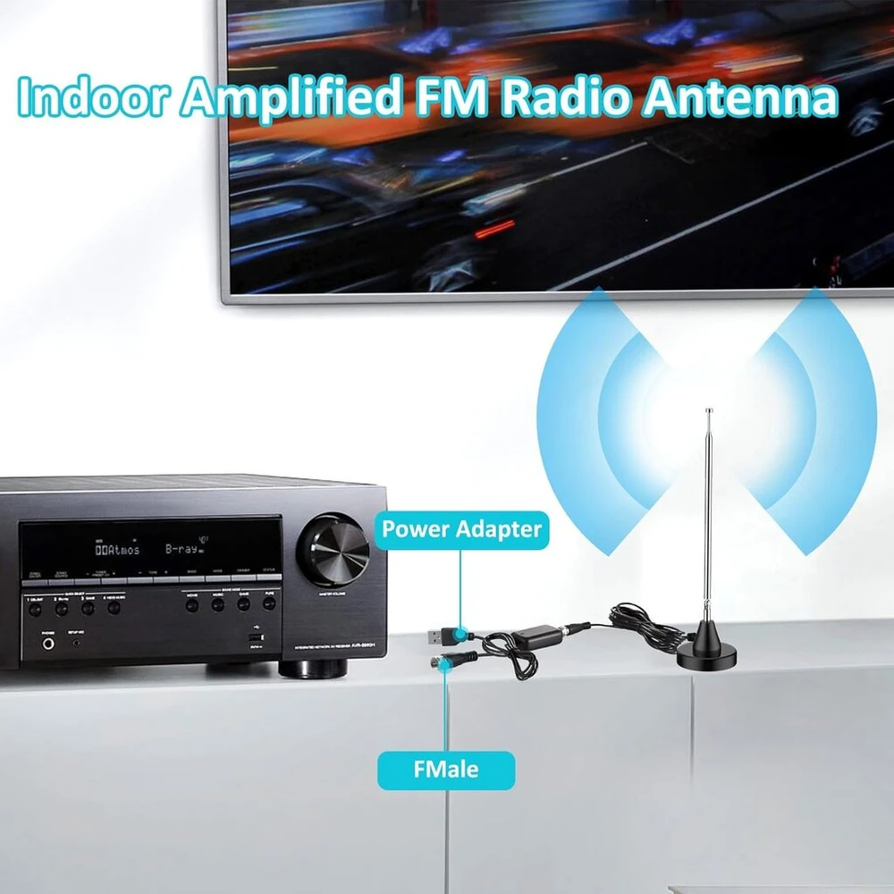 Radijo antena Fm Dab su magnetiniu pagrindu ir 3m kabeliu