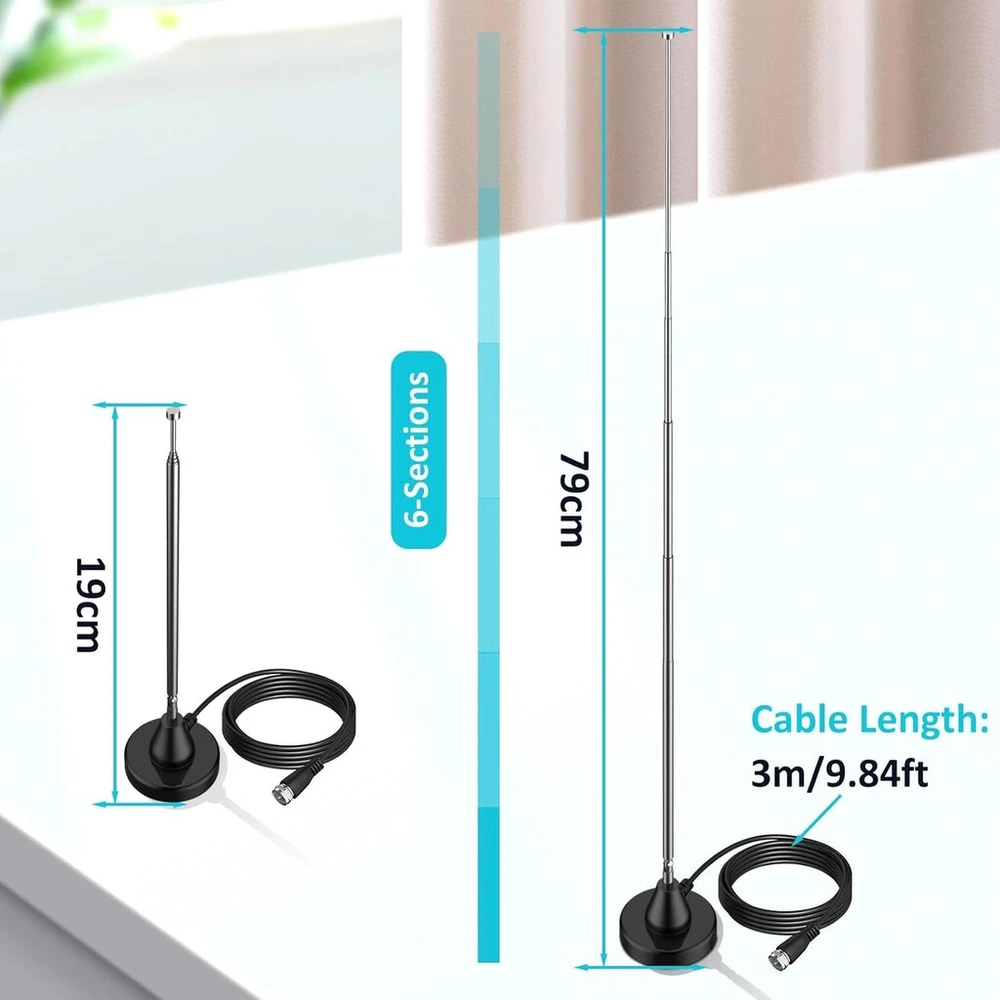 Radijo antena Fm Dab su magnetiniu pagrindu ir 3m kabeliu