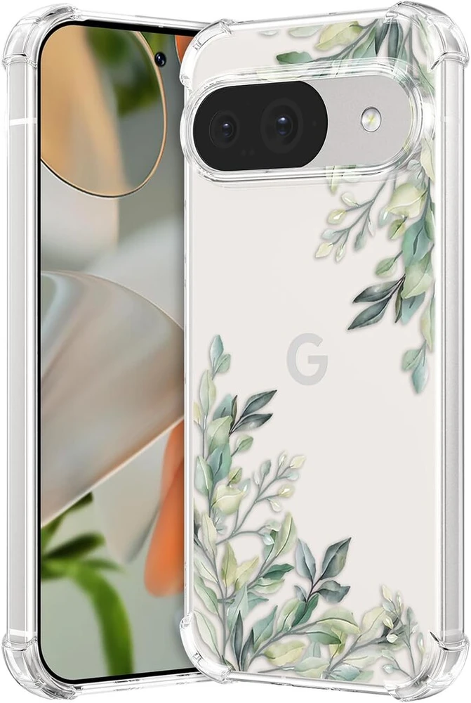 Raleavo dėklas Google Pixel 9/9 Pro, skaidrus gėlių raštas
