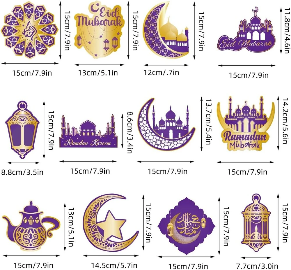 Ramadan Mubarak dekoracijos namams, 36 vnt., Eid Mubarak pakabinamos dekoracijos, Eid Mubarak, lubų plėvelė, sūkuriai Eid Al-fitr, Ramadan Kareem, vakarėlio durų dekoracija, priedai