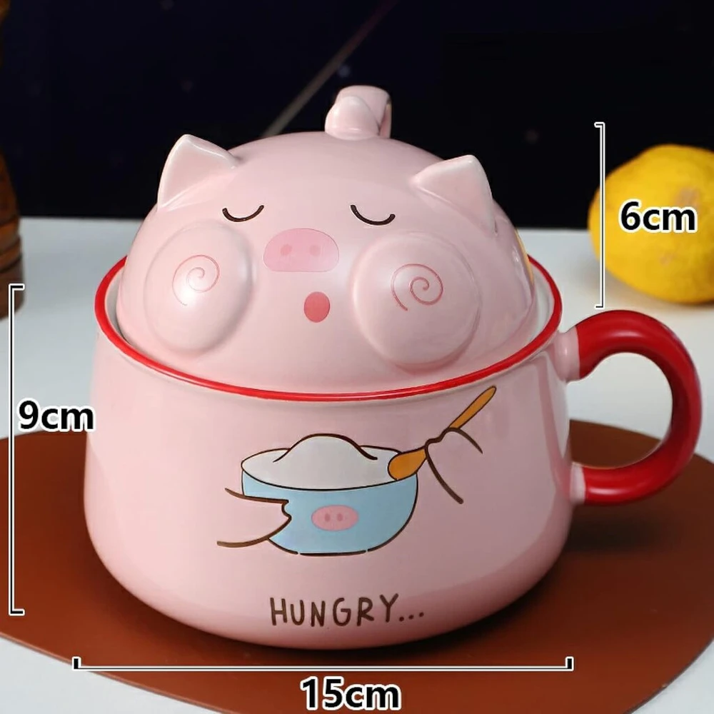 Ramen dubuo su dangteliu, salotų dubenys, dribsnių dubenys su rankena, 1020 ml keramikinis dubuo, greitai paruošiamų makaronų dubuo, sriubos dubuo, kiaulės formos makaronų dubenys, desertų dubenys, makaronams, sriubos pietų dėžutė vaikams