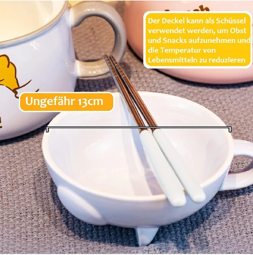 Ramen dubuo su dangteliu, salotų dubenys, dribsnių dubenys su rankena, 1020 ml keramikinis dubuo, greitai paruošiamų makaronų dubuo, sriubos dubuo, kiaulės formos makaronų dubenys, desertų dubenys, makaronams, sriubos pietų dėžutė vaikams