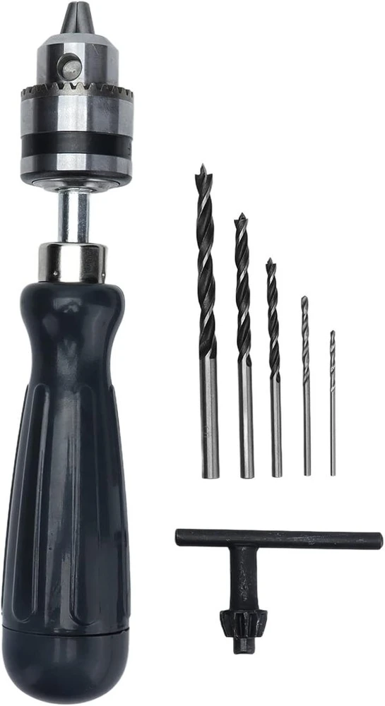 Rankinis grąžtų rinkinys nuo 0,6 mm iki 6 mm anglinio plieno rankinis grąžtas mini rankinis grąžtas su 5 grąžtais plastikui, medžiui, papuošalams, dervai ir veržlėms