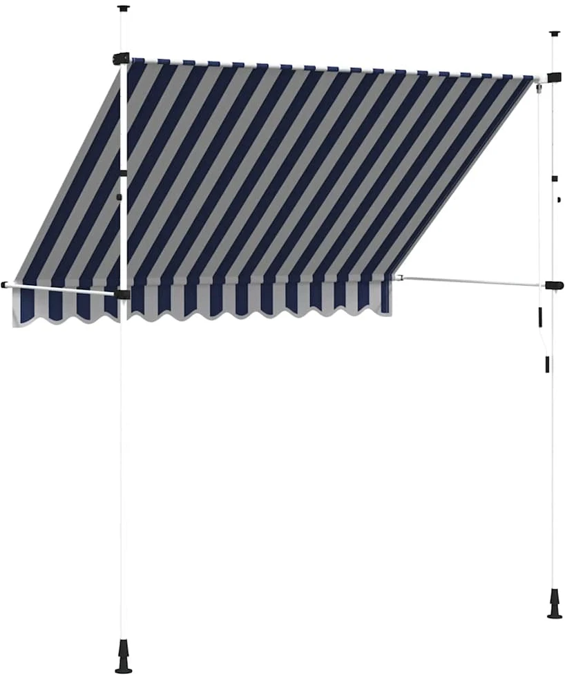 Rankiniu būdu ištraukiama markizė, mėlyni/balti dryžiai, 250cm