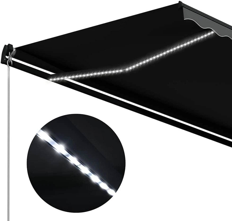 Rankiniu būdu ištraukiama markizė su LED, antracito, 450x300cm