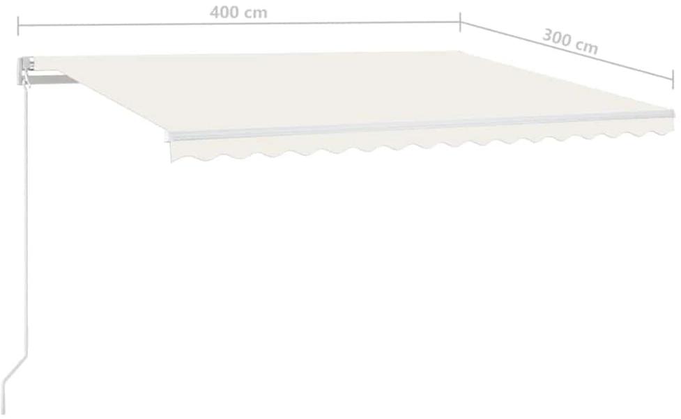 Rankiniu būdu ištraukiama markizė su LED, kreminė, 400x300cm